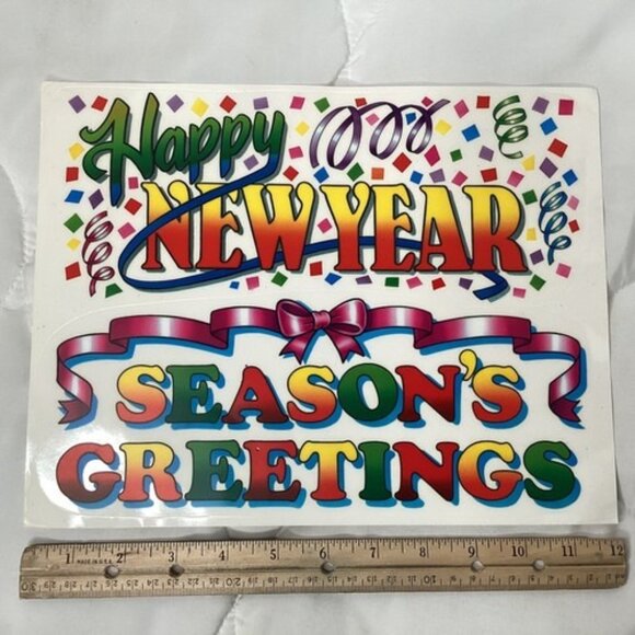 Vintage Christmas Static Cling Window Kit Santa Holiday 9x12 Sheets Set Of 5 - Picture 7 of 10